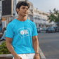 Men's Sky Blue OK Graphic Printed T-shirt - Printed Cave