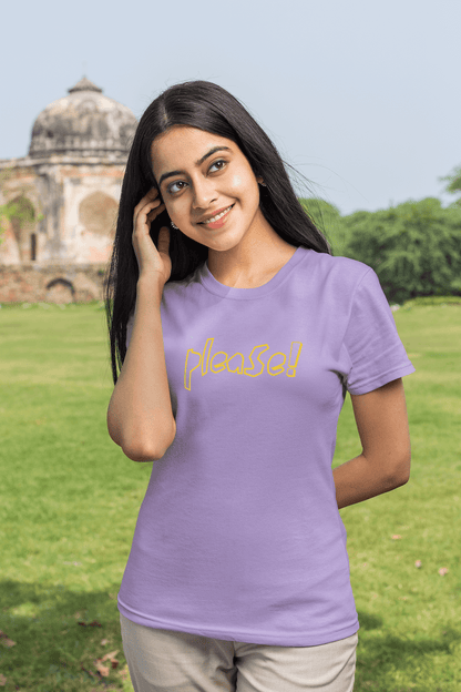 Women's Iris Lavender Please Graphic Printed T-shirt - Printed Cave