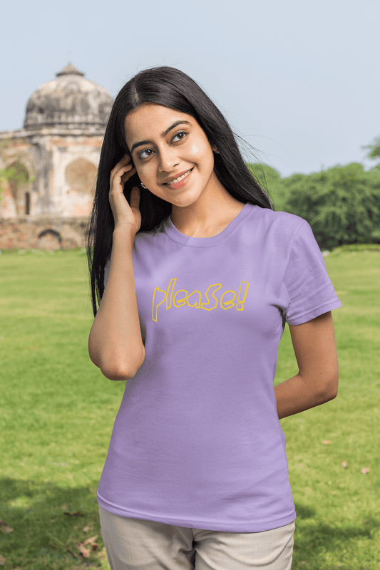 Women's Iris Lavender Please Graphic Printed T-shirt - Printed Cave