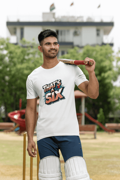 Men's White That's A Six Graphic Printed T-shirt - Printed Cave