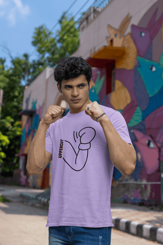 Men's Iris Lavender Uppercut Graphic Printed T-shirt - Printed Cave
