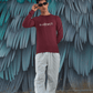 Men's Maroon Whatever Graphic Printed Full Sleeve T-shirt - Printed Cave