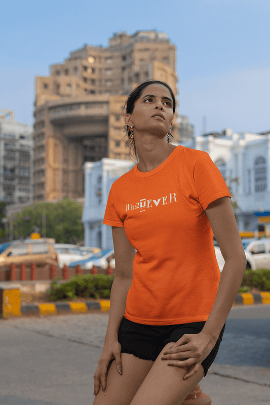 Women's Orange Whatever Graphic Printed T-shirt - Printed Cave