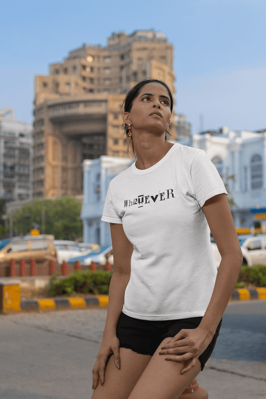 Women's White Whatever Graphic Printed T-shirt - Printed Cave